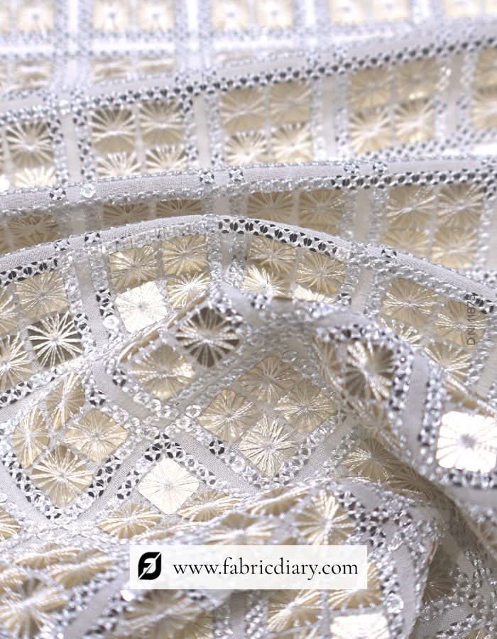 Golden 4-square sequin textile – buy online for gowns, lehengas and suits
