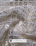 Geometric embroidered fabric with 4-square & glitter sequins