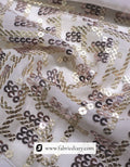 Geometrical Design Sequins Embroidered Fabric with Viscose Thread Work – #856