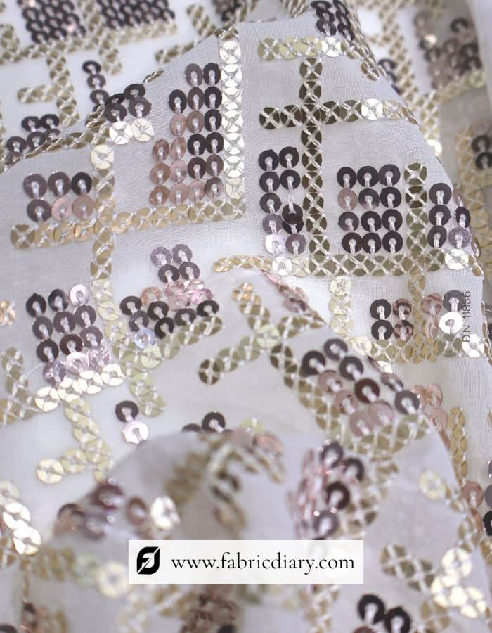 Buy geometric sequin fabric for dress making – custom textile exporter India