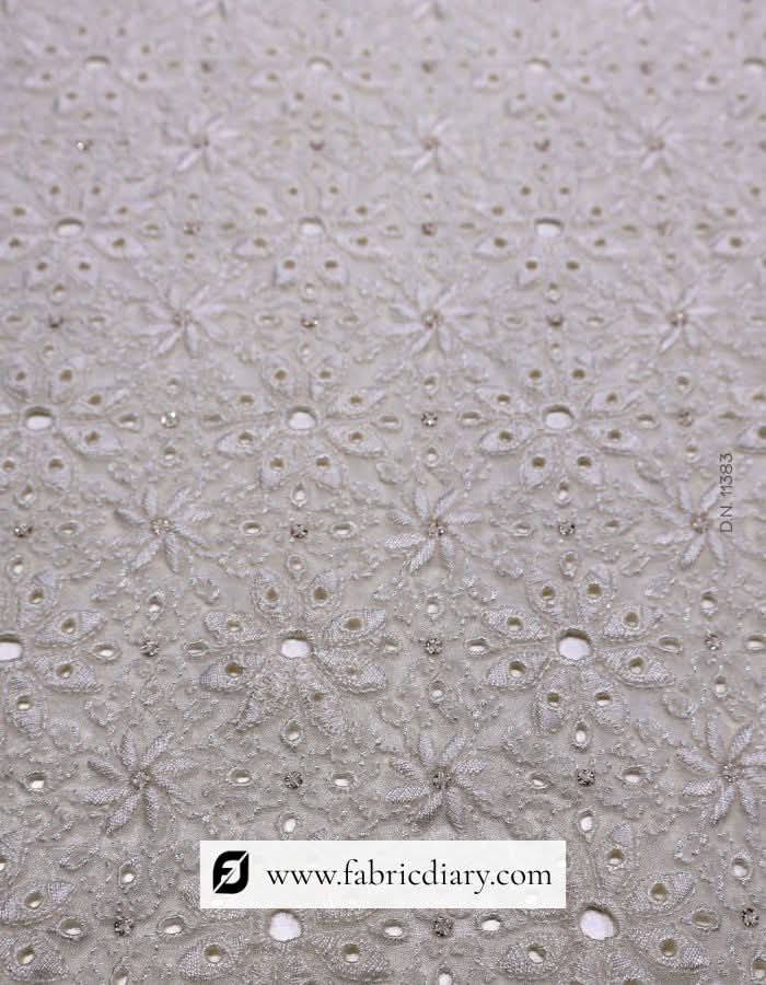 Thread embroidered fabric with floral patterns – online exporter for boutiques