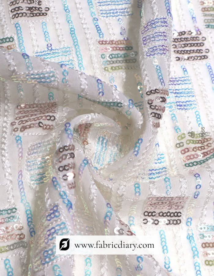 Fashion fabric with colorful sequins – for partywear, bridal, and couture wear