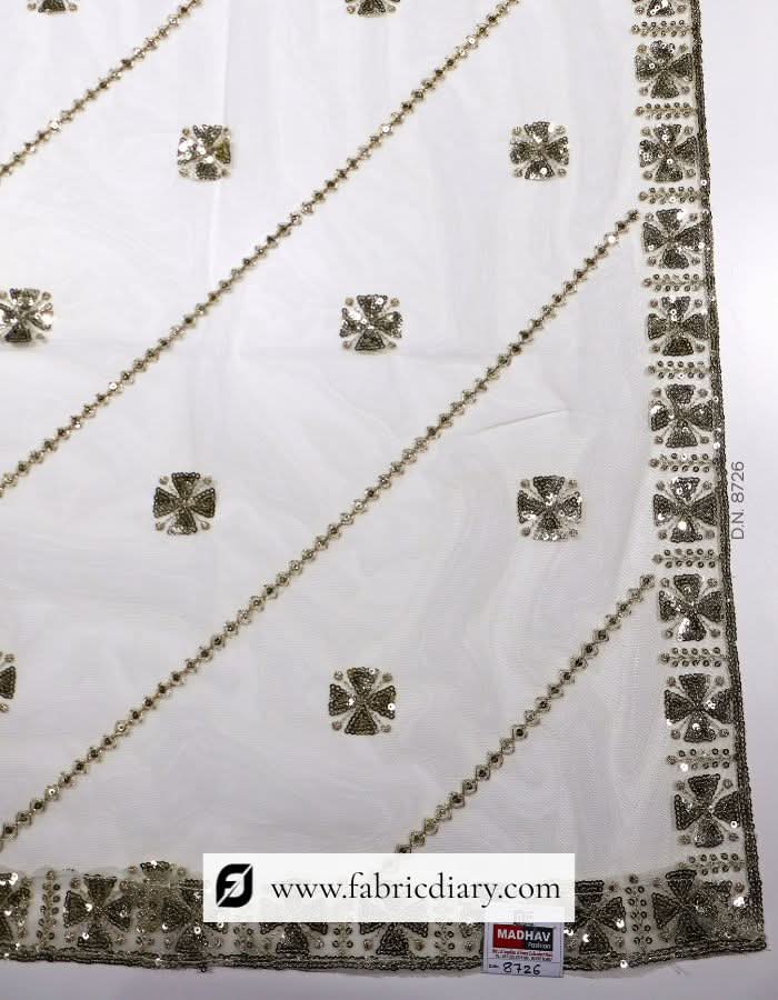 Premium embroidered net fabric – sequins designer dupatta online