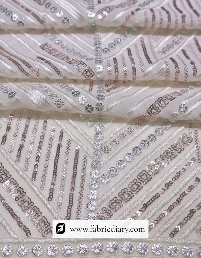 Luxury sequin fabric for haute couture gowns – embroidered material online