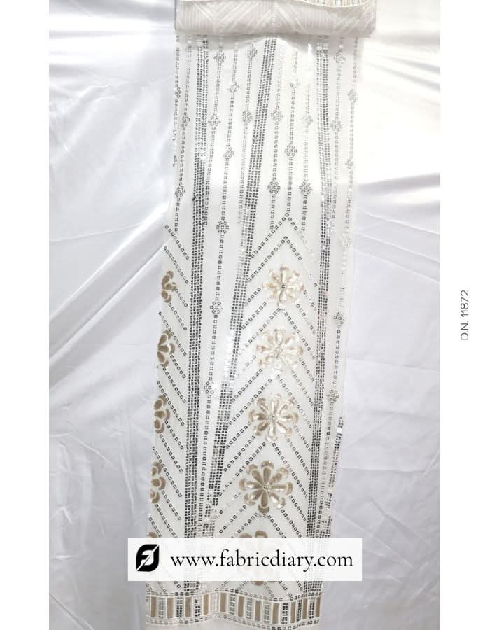 Gold & Silver Sequin Daman Fabric for Women's Bridal Lehenga & Partywear Dress – #872