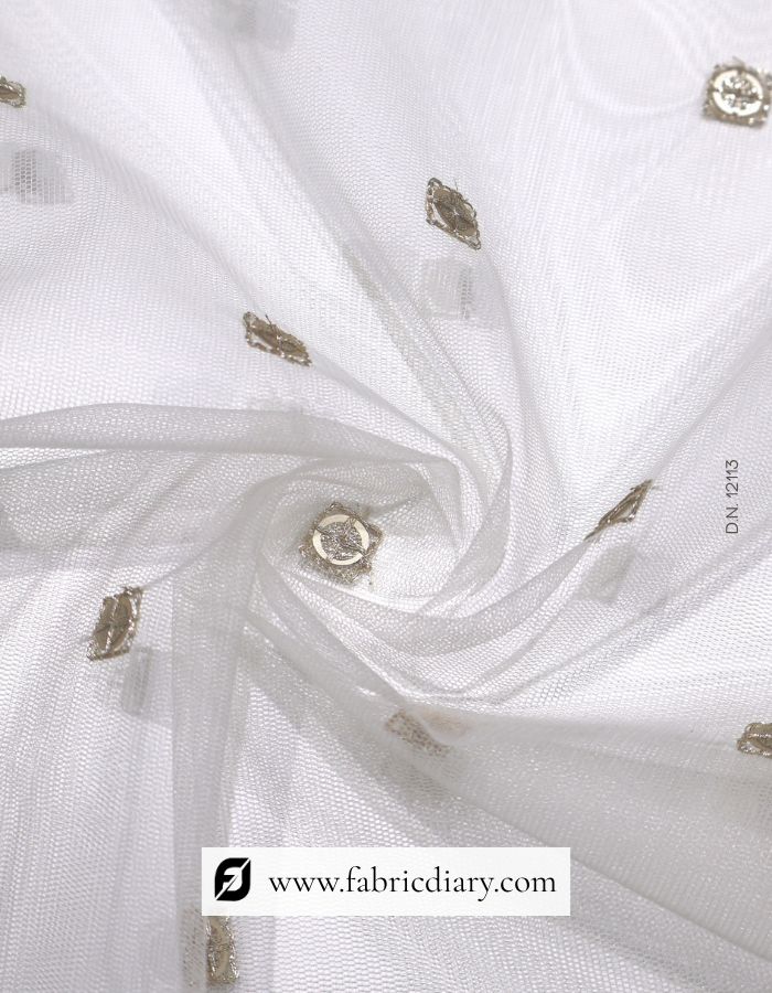 Golden Zari Embroidered Butti Fabric – #23