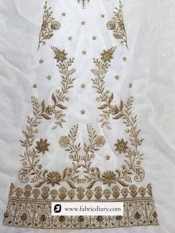 Golden Zari Work Lehenga Kali Embroidery Fabric