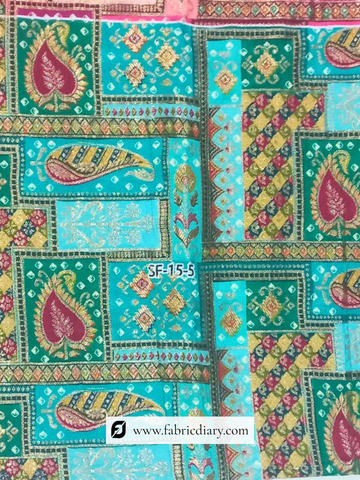 Green Traditional Dola Silk Jacquard Position Print Fabric
