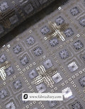 Designer sequin fabric with four-square embroidery pattern
