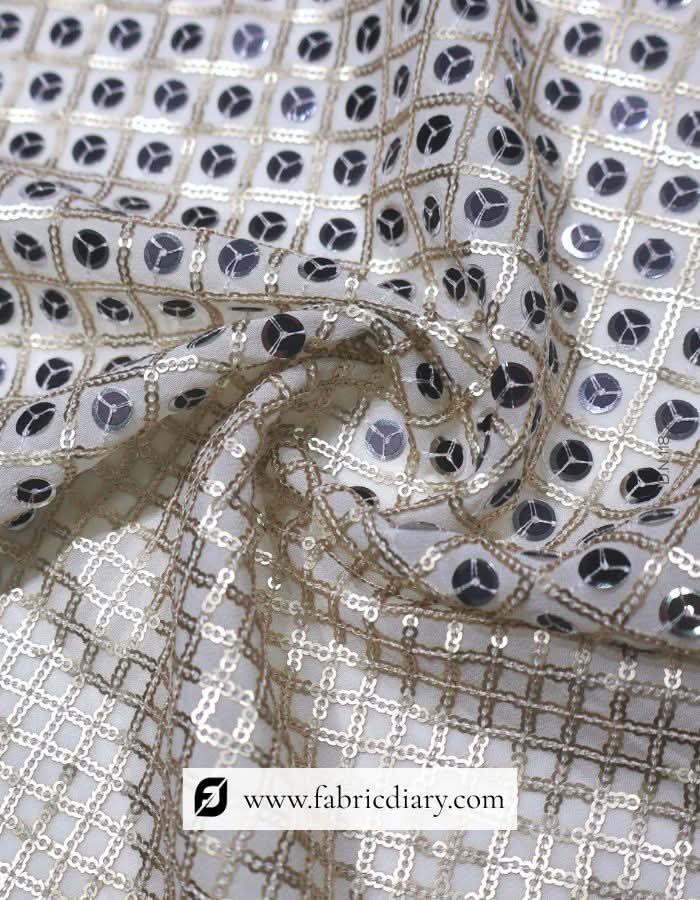 Heavy Sequins Work Designer Fabric in Daman Pattern for Women's Dresses – #832