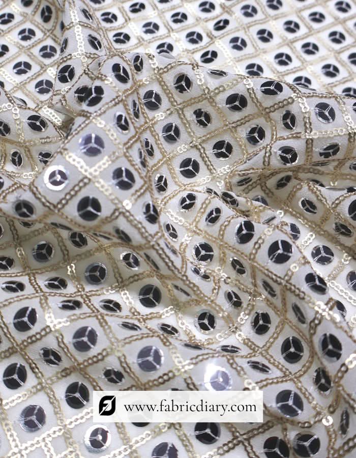 Heavy Sequins Work Designer Fabric in Daman Pattern for Women's Dresses – #832
