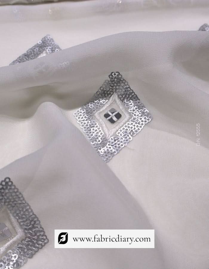 Heavy Designer Sequin Fabric with Daman Pattern for Women's Dresses