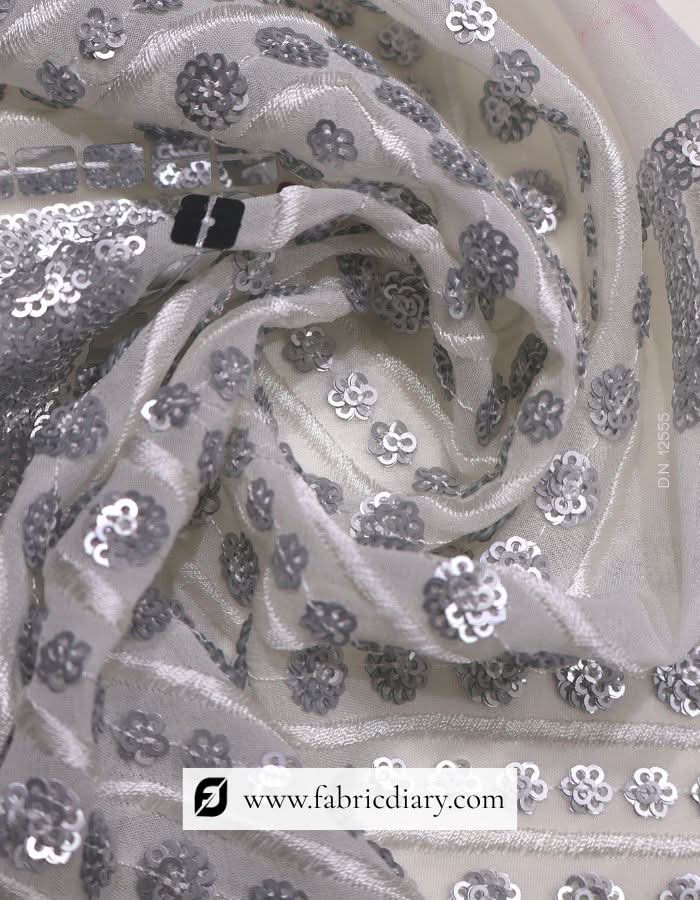 Heavy sequin fabric with daman design for designer women's dresses
