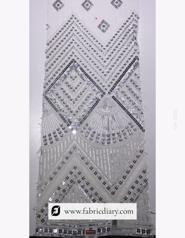 Heavy Designer Sequin Fabric with Daman Pattern for Women's Dresses