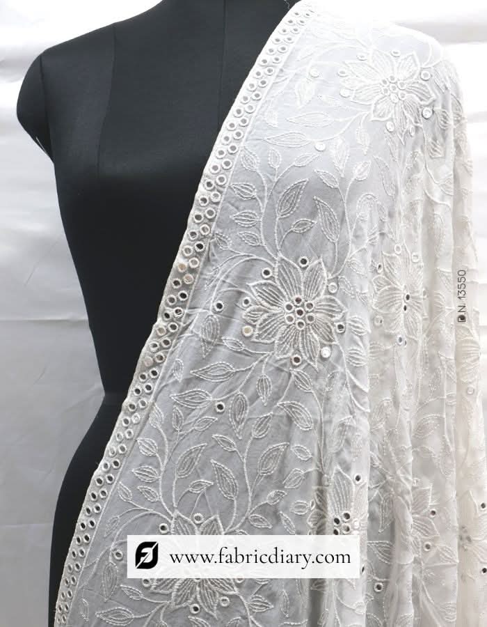 Heavy Mirror Work Lucknowi Embroidered Dupatta / Scarf – #3550