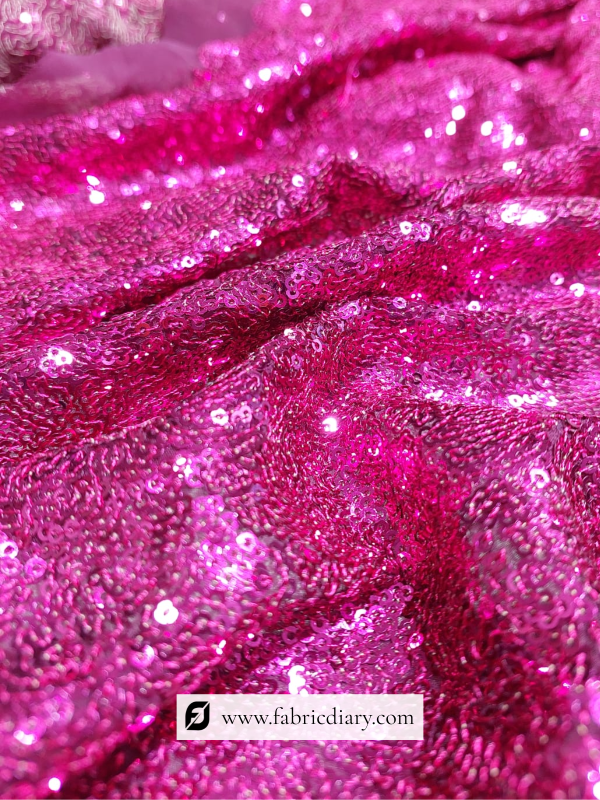 Hot Pink Heavy Sequins Embroidery Fabric