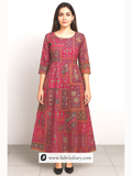 Hot pink jacquard fabric with position print
