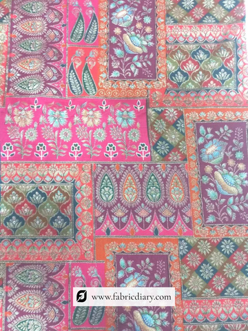 Hot Pink Position Print Jacquard Fabric