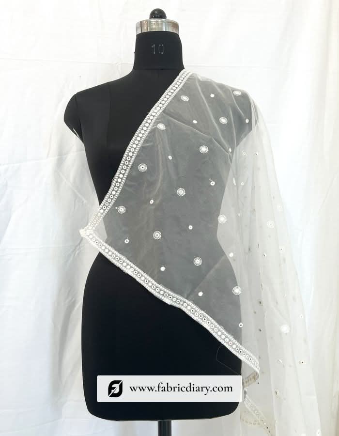 Nylon organza dupatta with beautiful embroidered mirror work