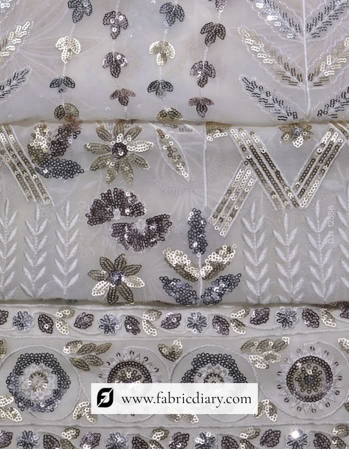 Designer sequin fabric with Indian daman embroidery