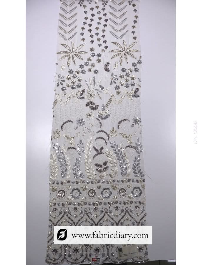Indian Luxury Sequin Fabric with Daman Pattern for Designer Dresses