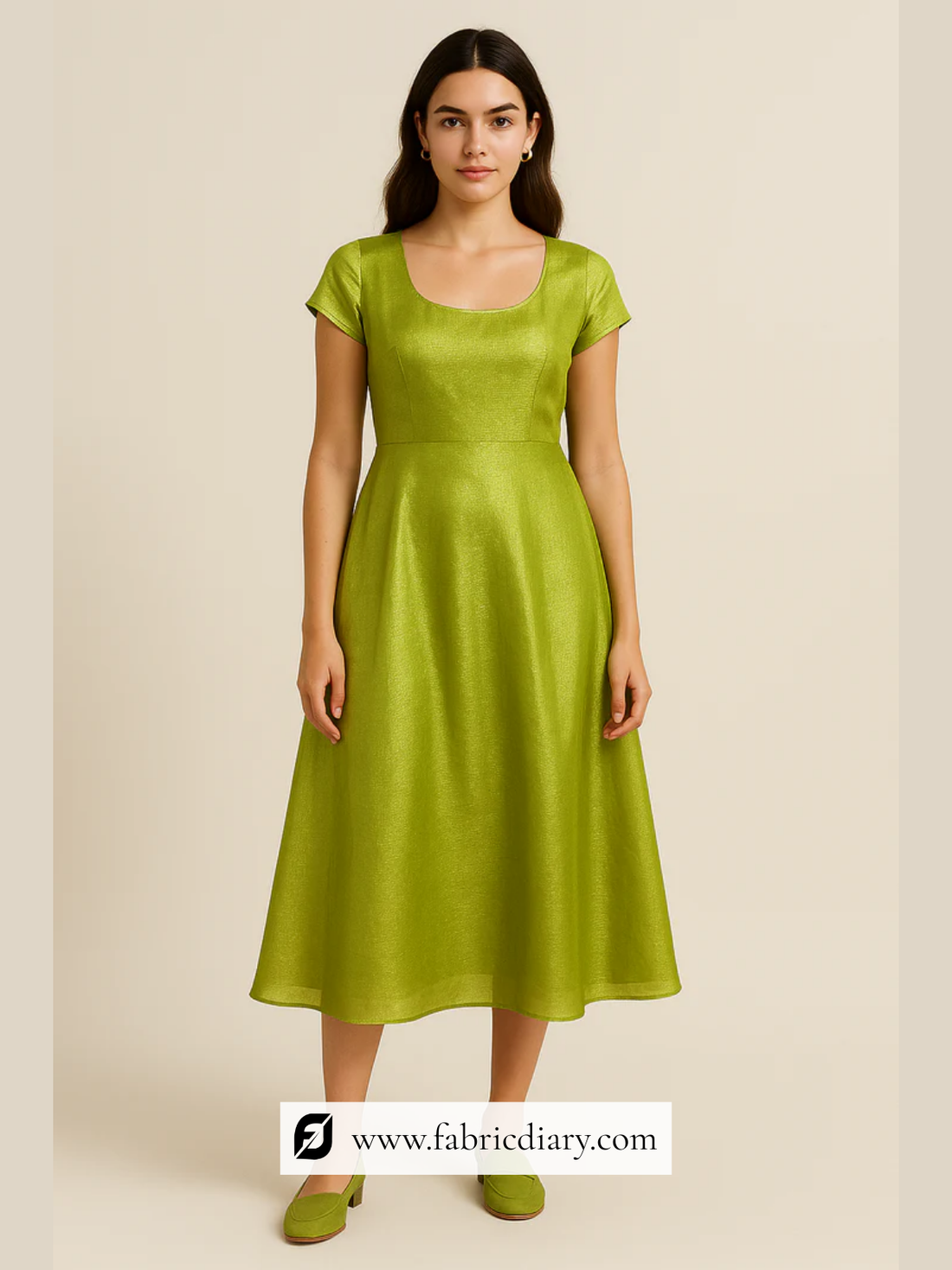Lime Green Dyed Tissue Gold Fabric