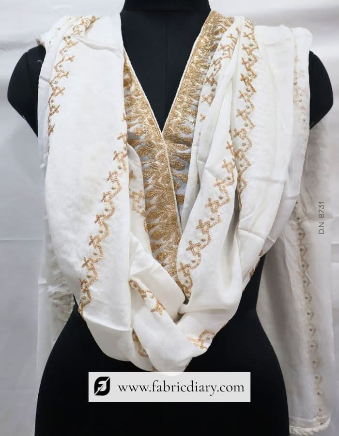 Buy dyeable chinon dupatta – embroidered fabric for women’s suits and sarees