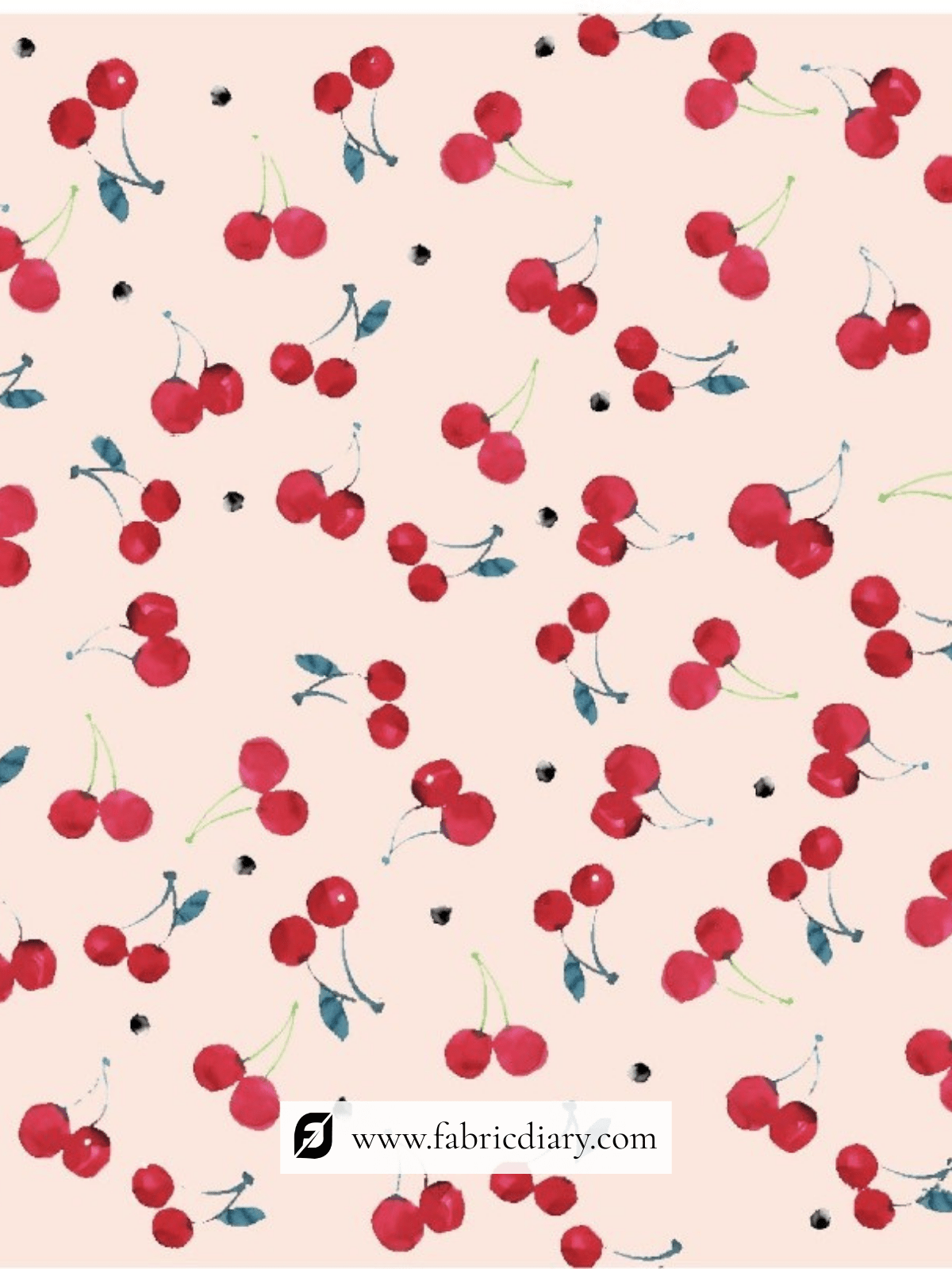 Lovely Cherry Pattern Pure Raw Silk Printed Fabric