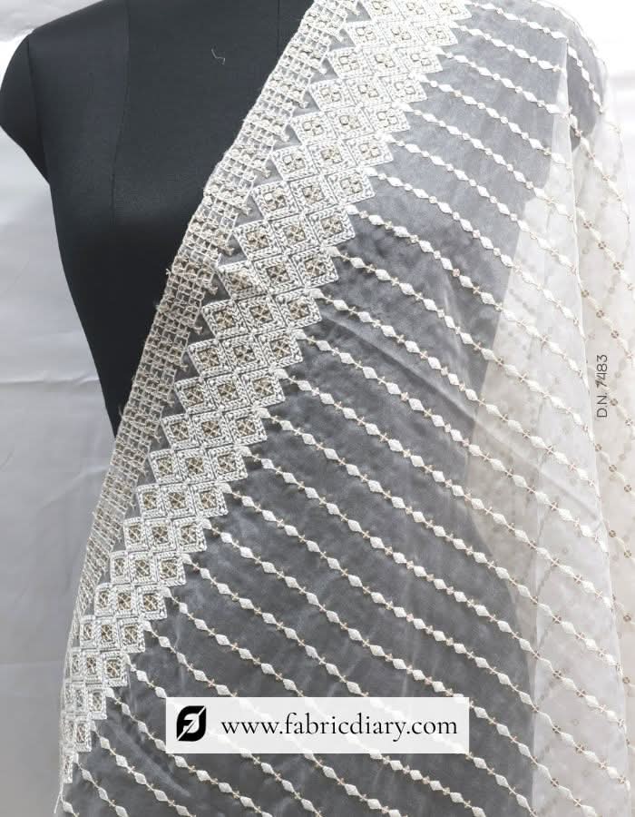 Lucknowi Designer Nylon Organza Dupatta / Scarf – #7483