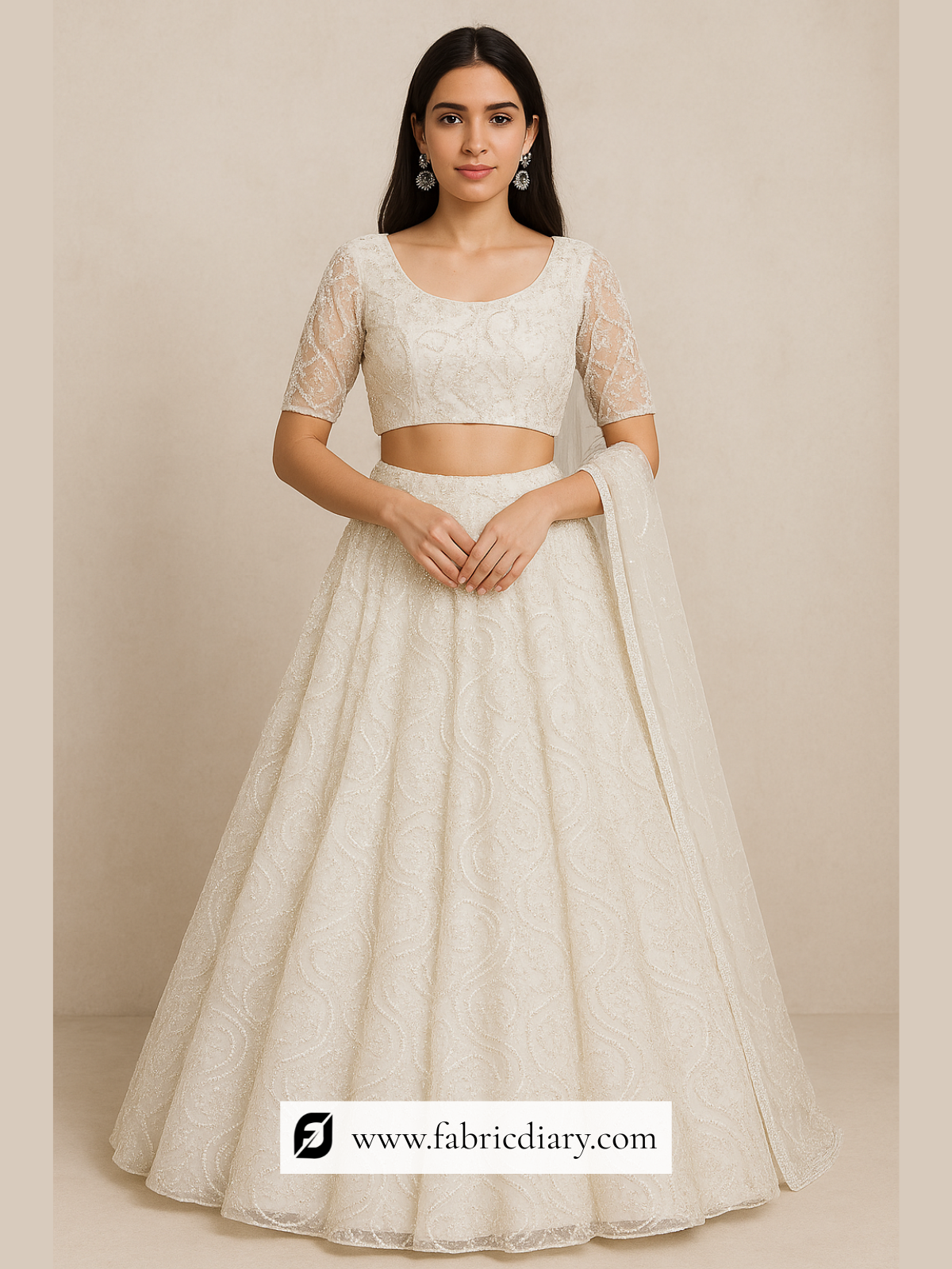Heavy beaded lace fabric for bridal and couture fashion