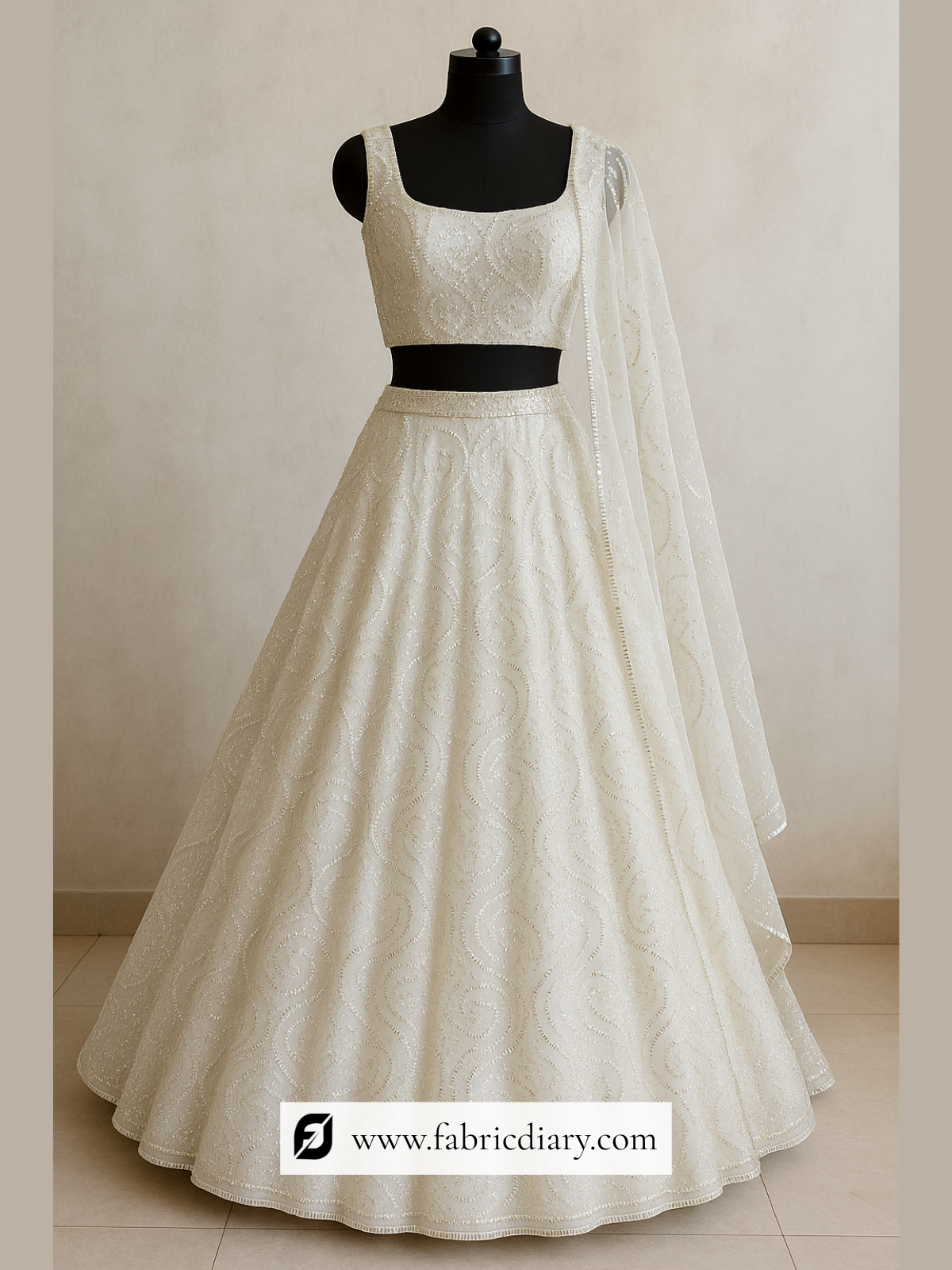 Buy beaded embroidery fabric for gowns and lehengas