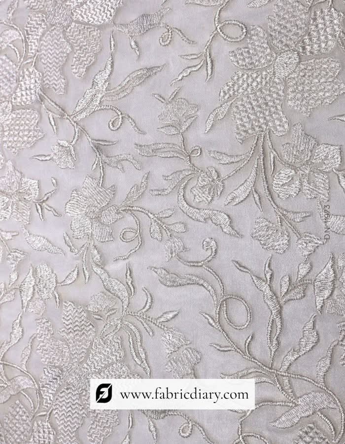 Bulk White Georgette Embroidery Fabric with 3mm Sequins for Garment Manufacturers