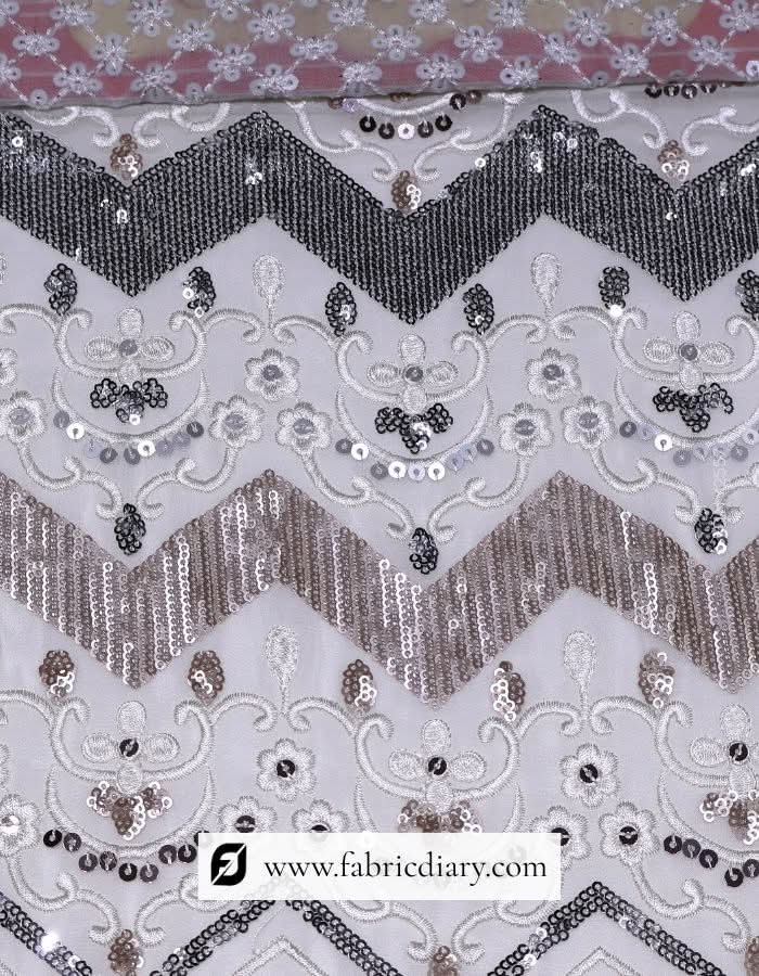 Elegant daman sequin fabric for gowns and party outfits
