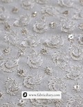 Luxury groom sherwani fabric in off-white with embroidery