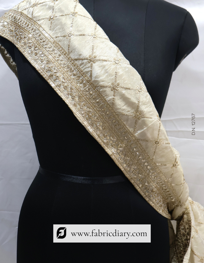 Buy gold tissue dupatta – embroidered scarf for wedding wear