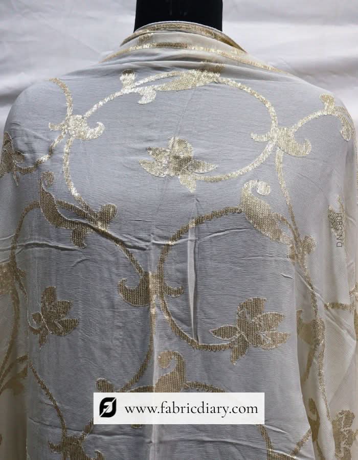 Floral design embroidered dupatta – dyeable fabric with sequins work