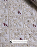 Buy white satin sherwani fabric online for weddings