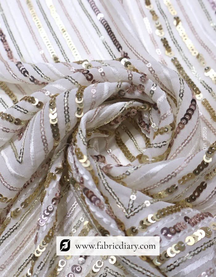 Daman style sequin embroidered fabric for bridal wear
