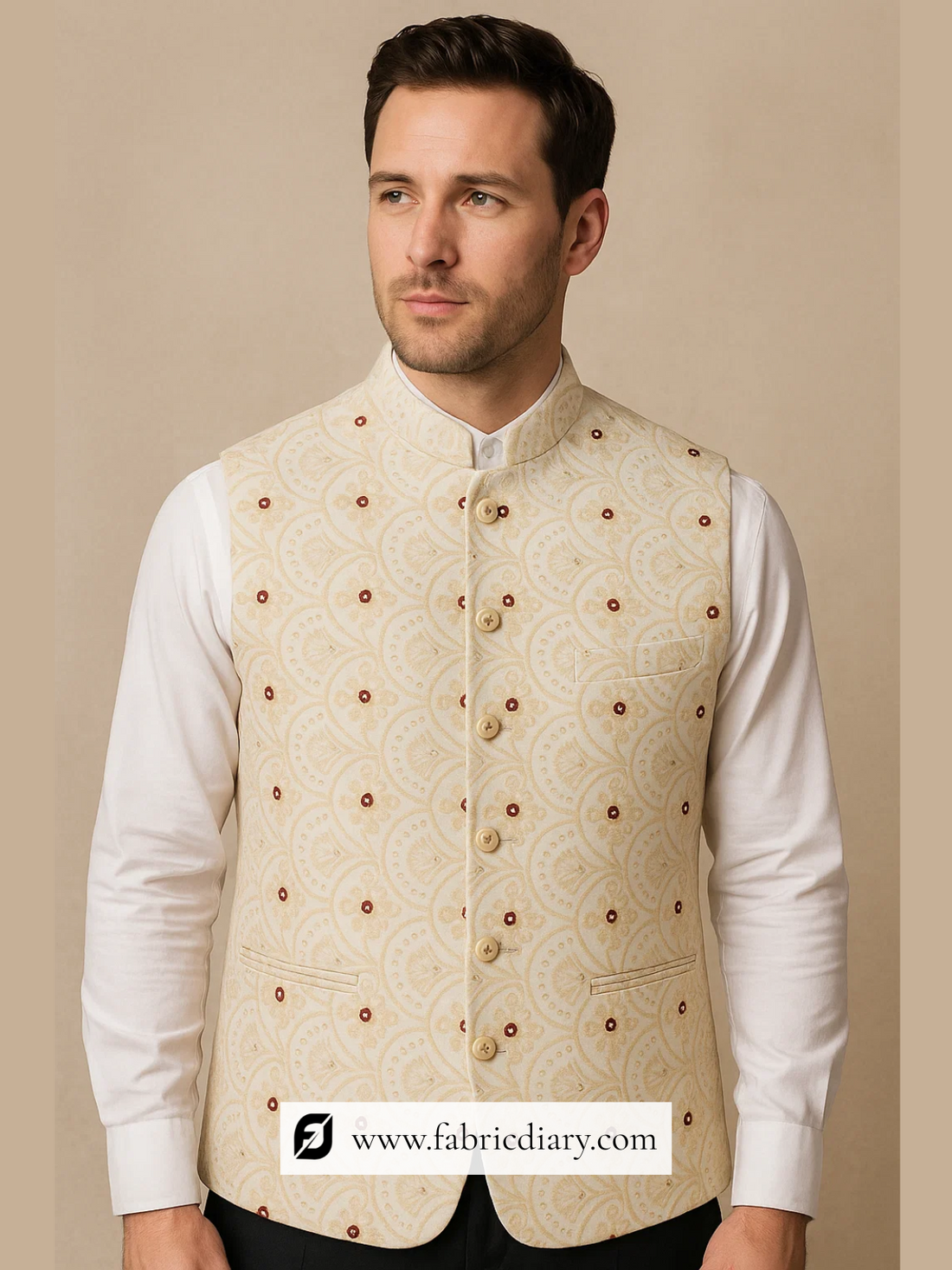 Menwear Waist Coat Embroidery Fabric
