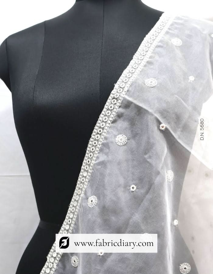 Mirror Work Nylon Organza Embroidered Dupatta / Scarf – #5680
