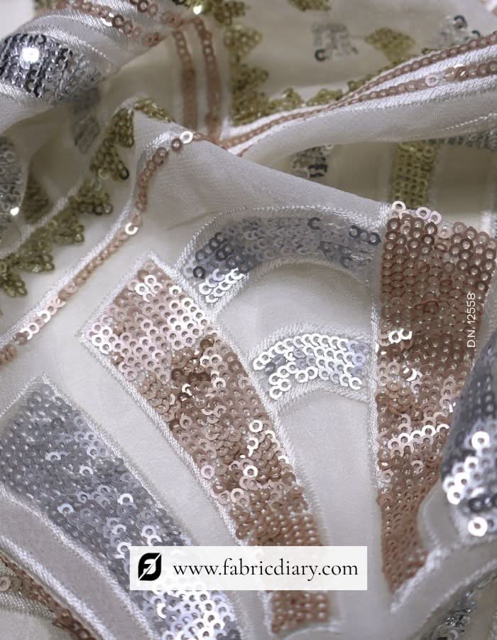 Modern Daman Style Sequin Fabric for Lehenga, Gown & Evening Dress