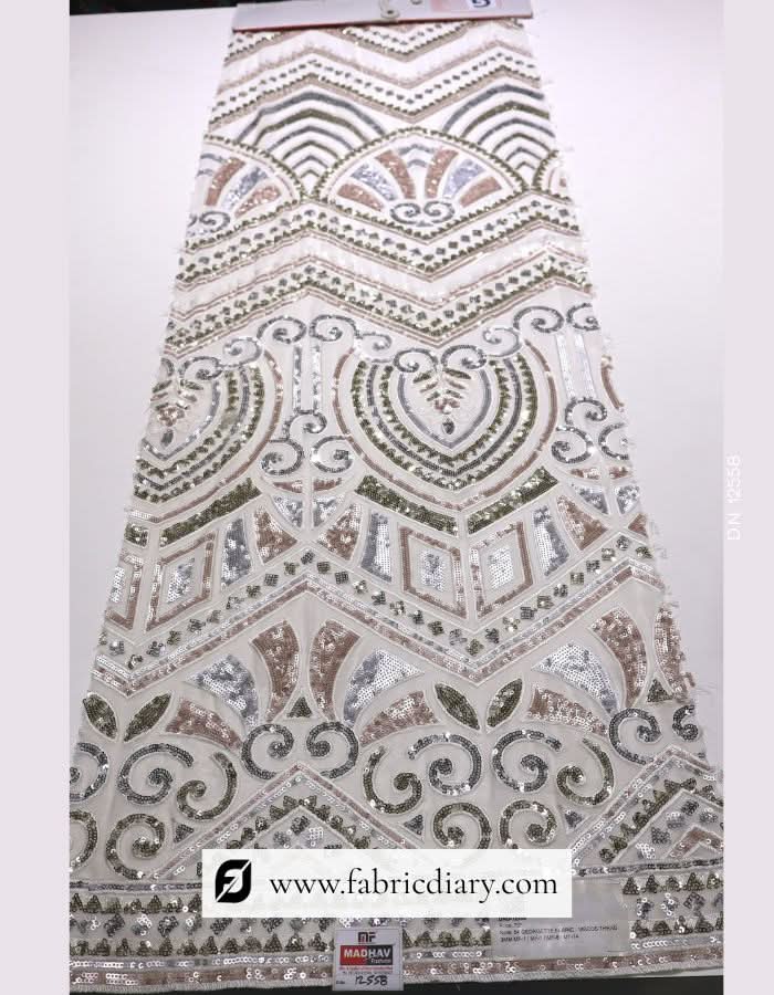 Modern Daman Style Sequin Fabric for Lehenga, Gown & Evening Dress