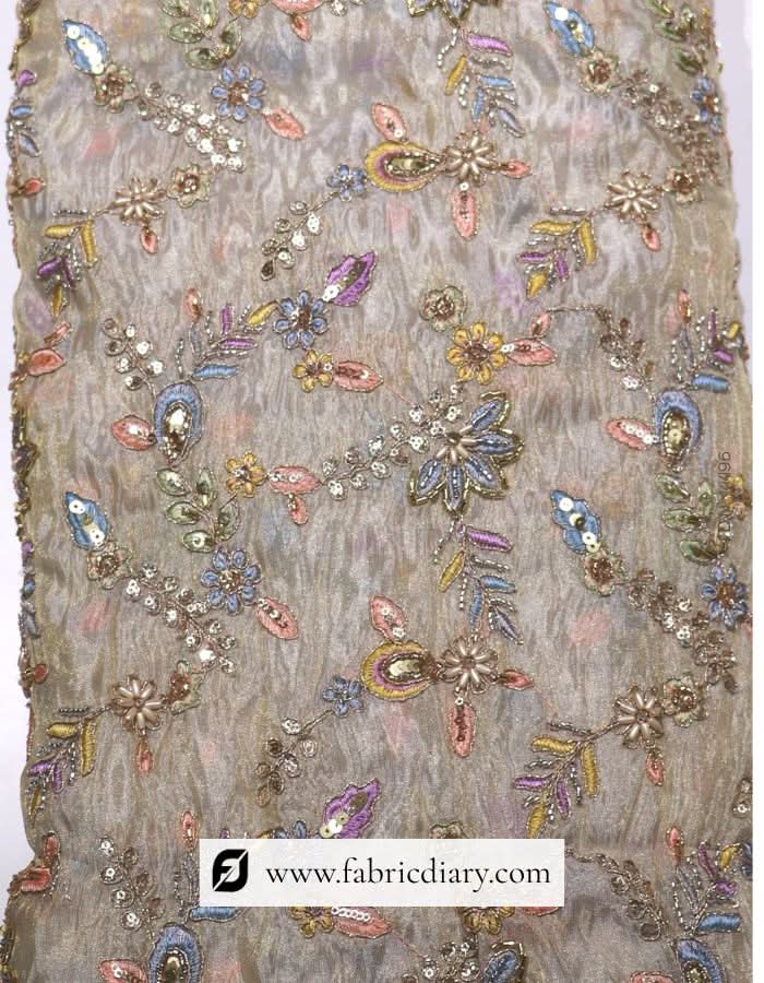 Allover floral beaded fabric for bridal gowns