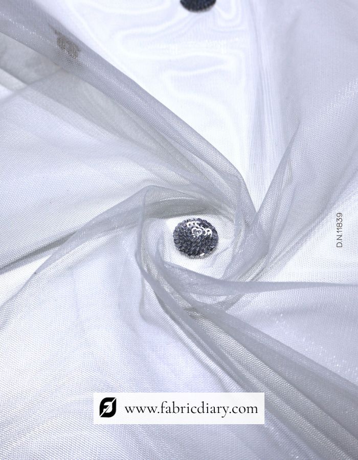 Net Dupatta Embroidery Fabric with Sequins Design – #839