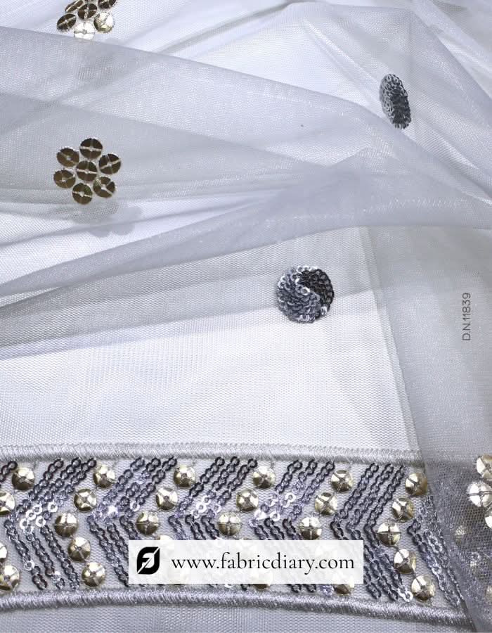 Net sequin design fabric – dupatta material for fashion brands
