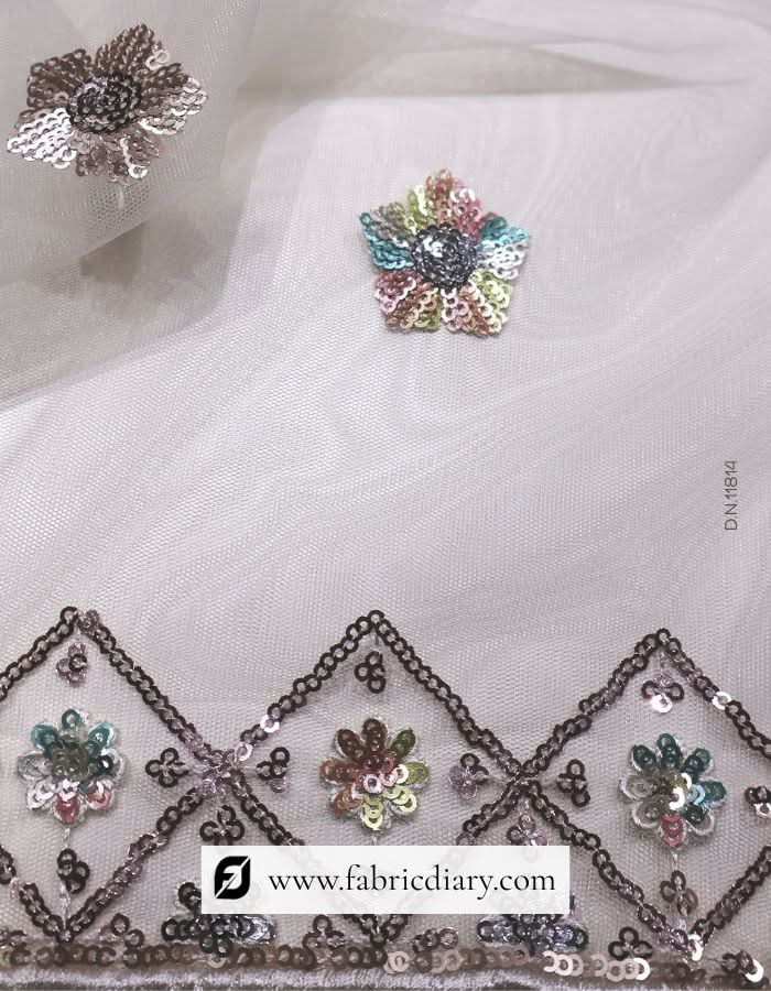 Elegant multicolor sequin dupatta on net – online supplier for boutiques