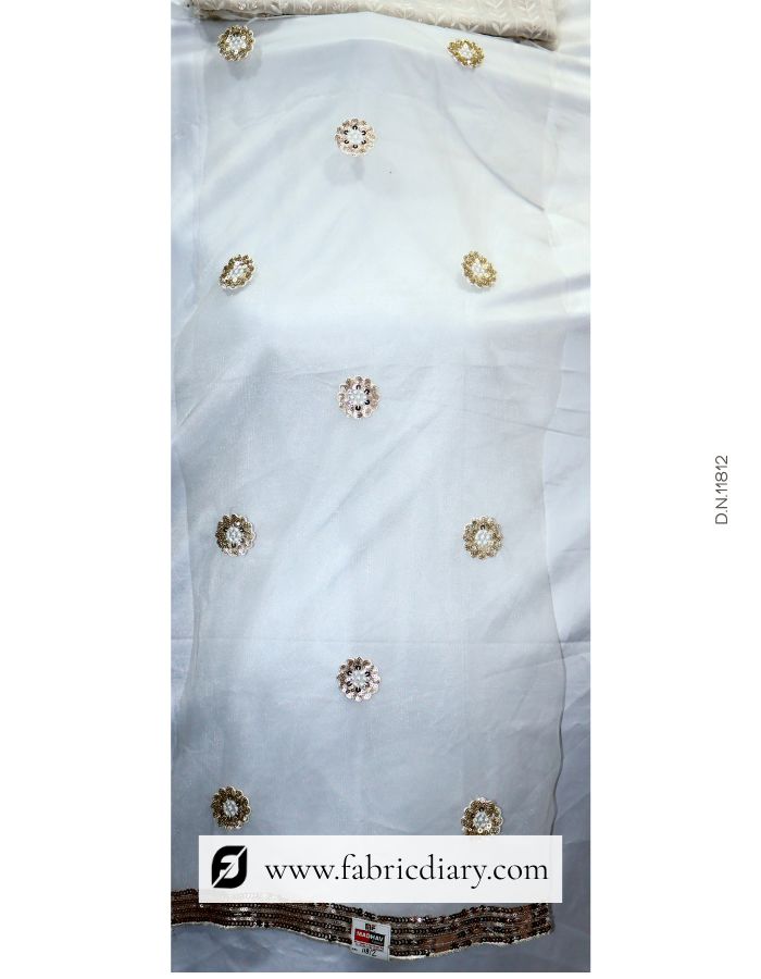 Designer sequin dupatta material – embroidered net fabric supplier online