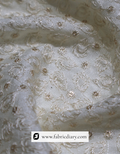 Off White Designer Embroidered Sherwani Fabric