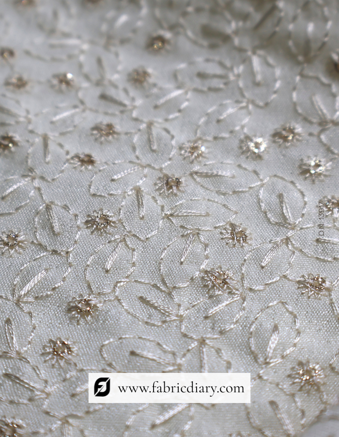 Off-white sherwani fabric with premium embroidery for men