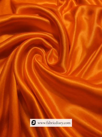 Orange Dyed Pure Gaji Silk Fabric